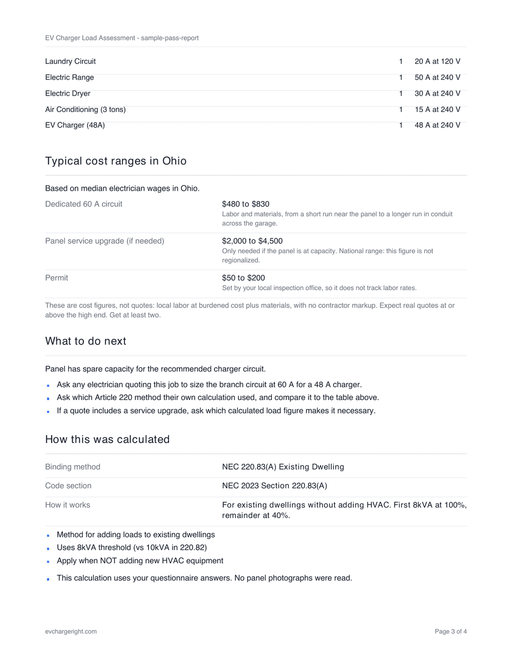 Page 3 of the 200 A service, 2,200 sq ft sample report