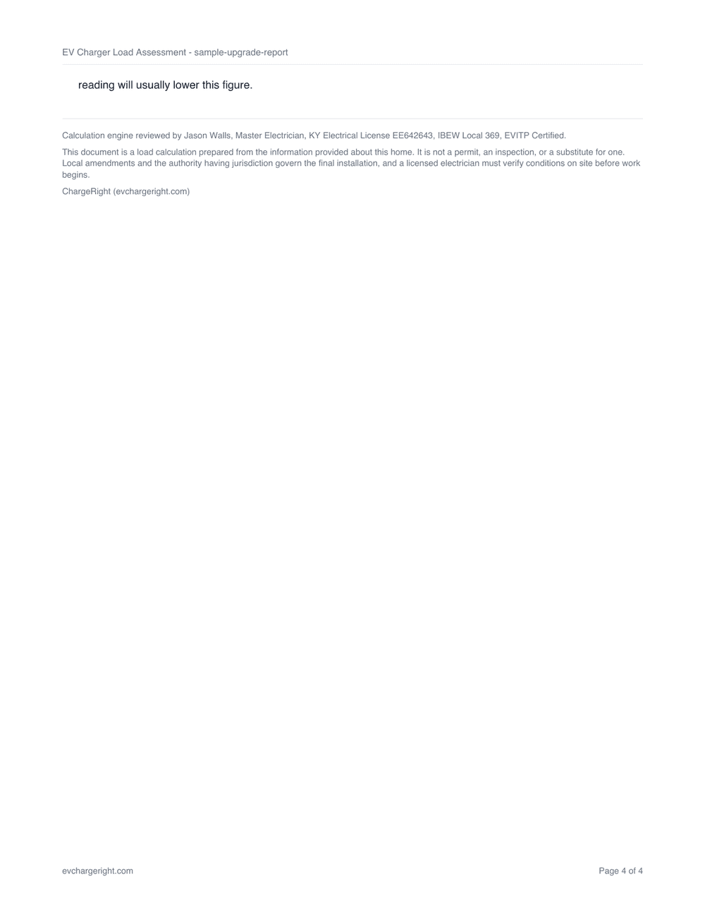 Page 4 of the 100 A service, 1,650 sq ft sample report